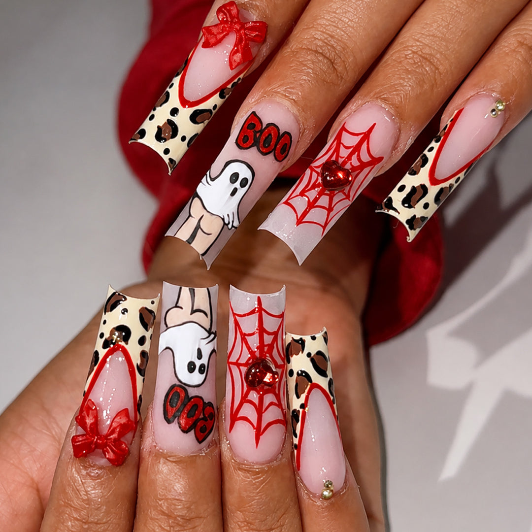 Themen Halloween Press-On Nagel Set mit Tier- und Gespenstermotiven Karnz