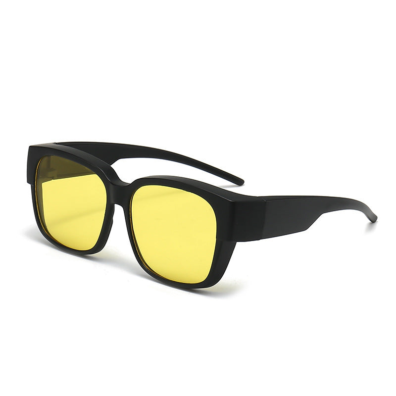 Damen stylische rechteckige Sonnenbrille mit gelben Gläsern Karnz