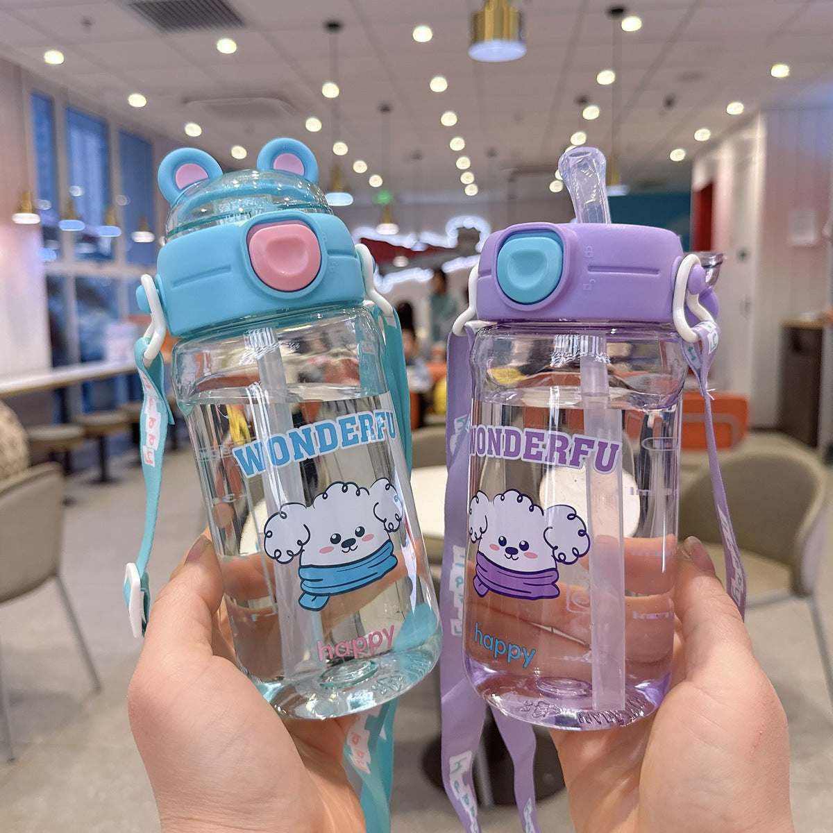 Damen Verspielte wasserfeste Trinkflasche mit Trageband Karnz
