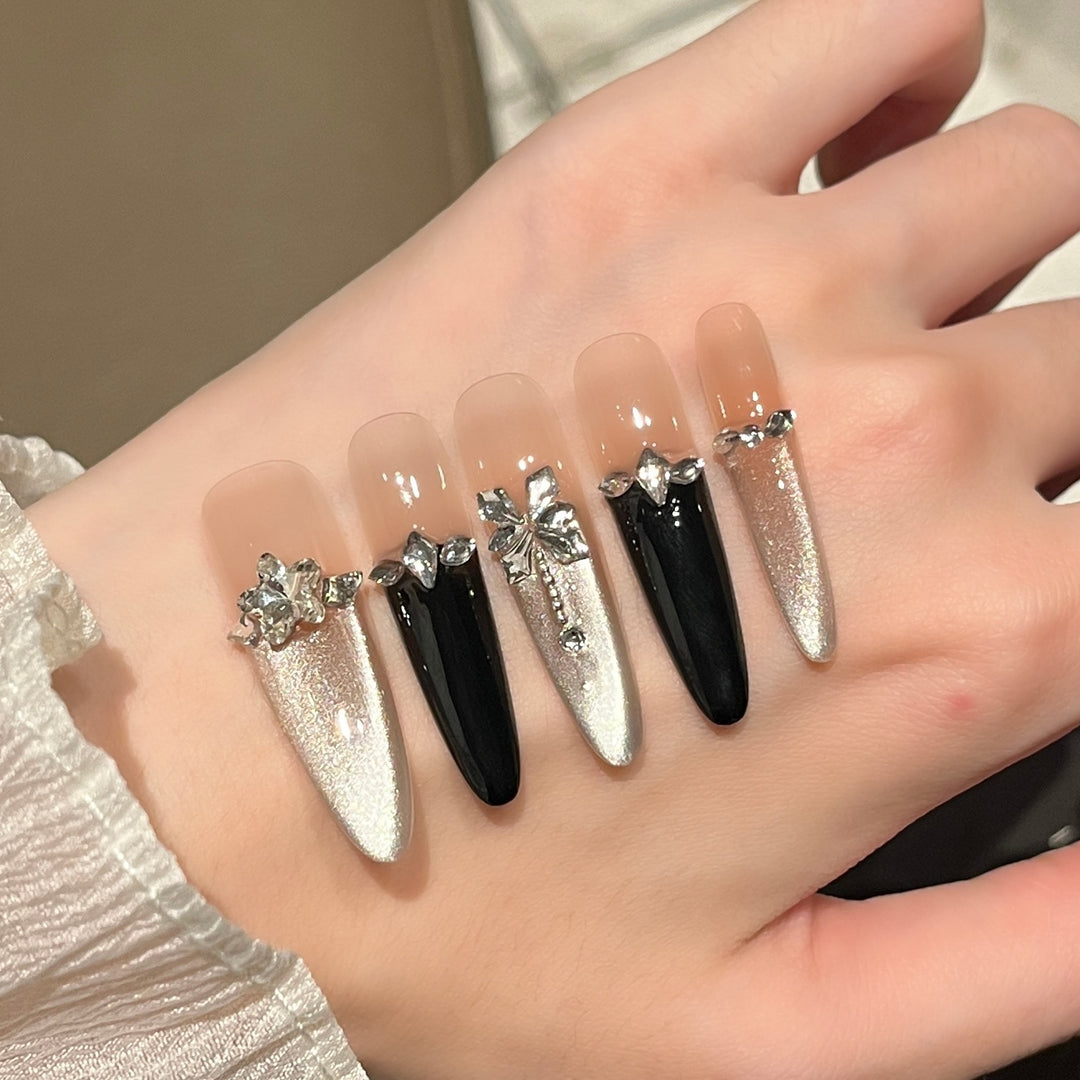 Premium Lange Stiletto Press-On Nagelverlängerungen Karnz