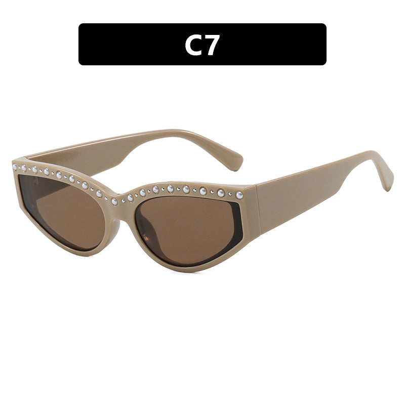 Damen Cat-Eye Sonnenbrille mit funkelndem Strassbesatz und animalischem Muster Karnz