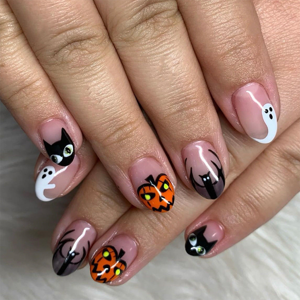 Künstlerische Halloween-Themen Press-On Nagelkunst Karnz 1787543212