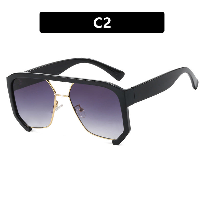 Damen modische Oversized-Sonnenbrille mit eleganter, facettierter Rahmenkonstruktion Karnz