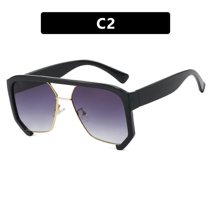 Damen modische Oversized-Sonnenbrille mit eleganter, facettierter Rahmenkonstruktion Karnz