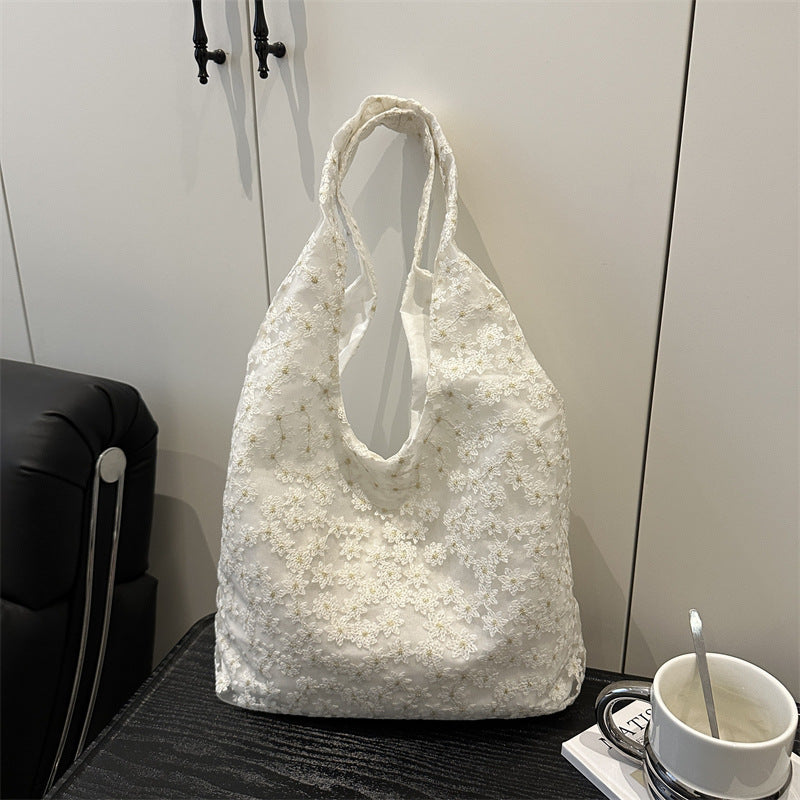 Elegante floral bestickte Einkaufstasche Karnz