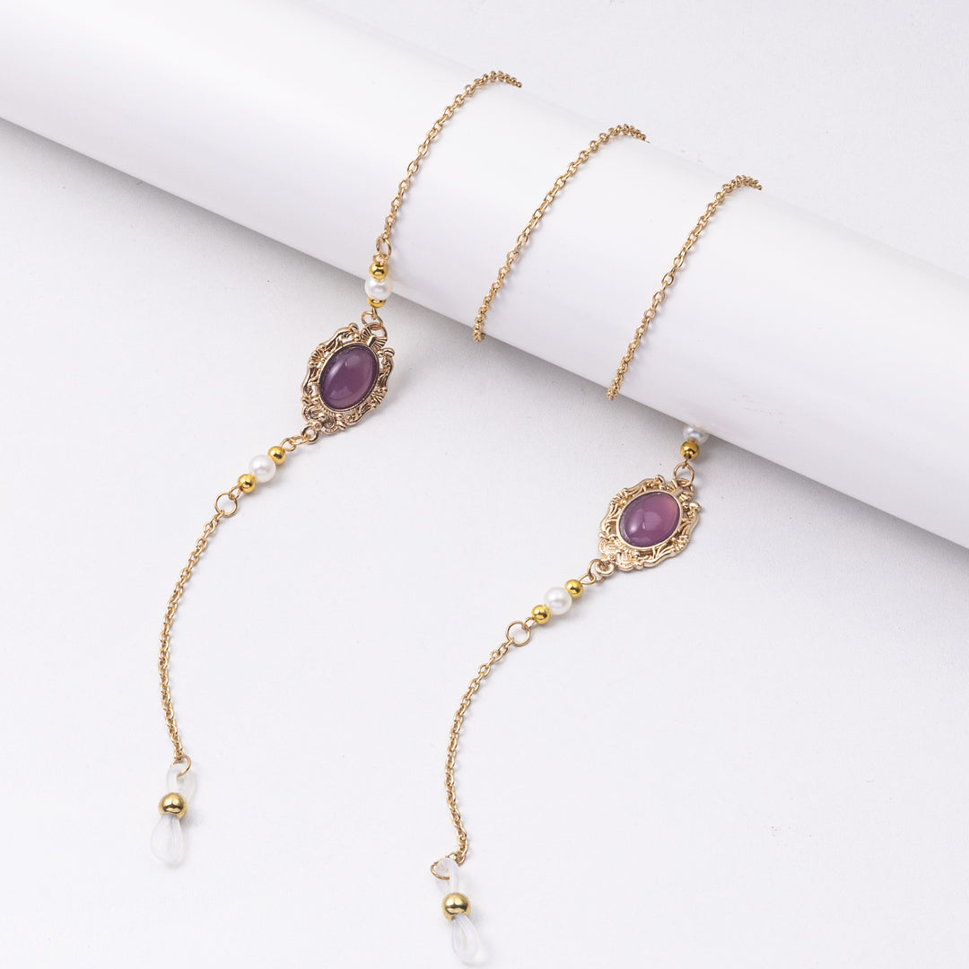 Elegante Brillen Kette mit dekorativen Edelsteinen Karnz