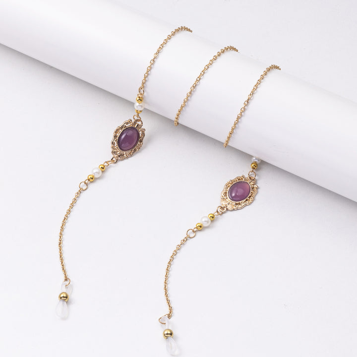Elegante Brillen Kette mit dekorativen Edelsteinen Karnz
