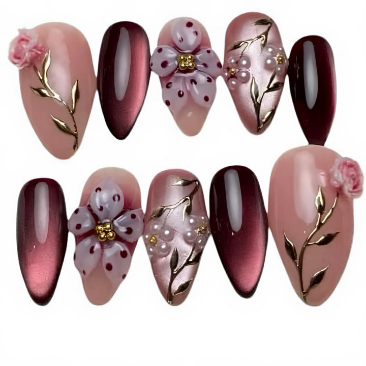 Floral Luxus Press-On Nagelkunst Set Karnz