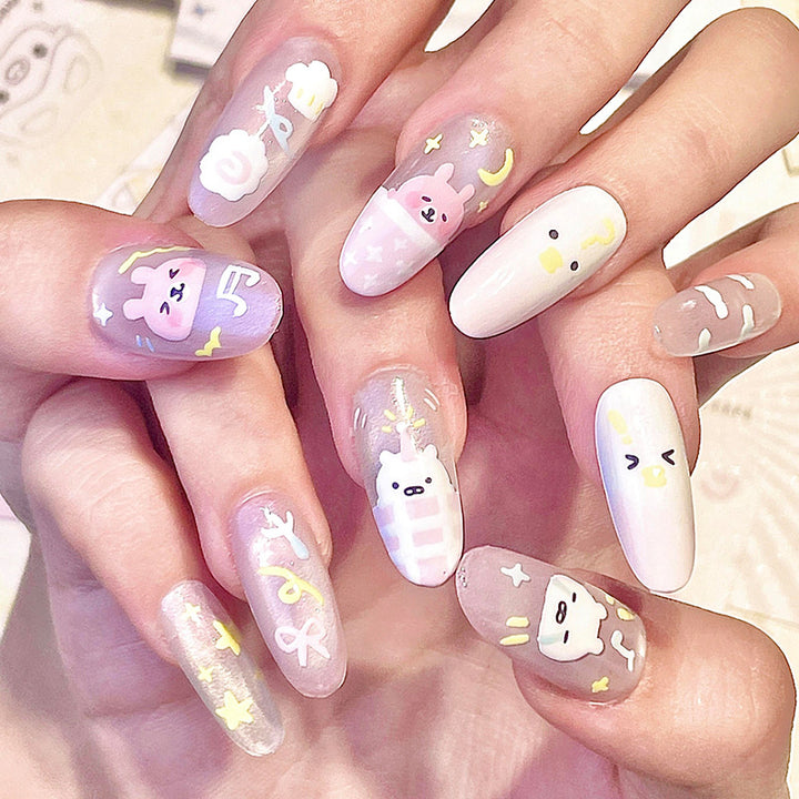 Verspielte Tier-Themen Presse-On Nagelkunst Karnz