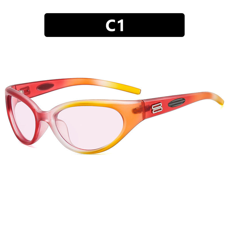 Damen extravagante Sonnenbrille mit geschwungenem Design Karnz