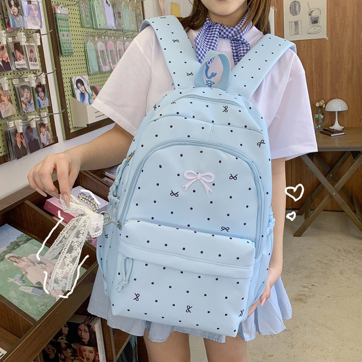 Polka-Dot-Design-Rucksack mit Mehrfachtaschen-Features Karnz