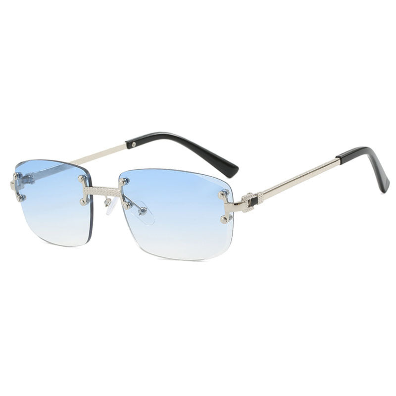 Damen elegante quadratische Sonnenbrille mit transparenten Gläsern und hochwertigem Metallrahmen Karnz