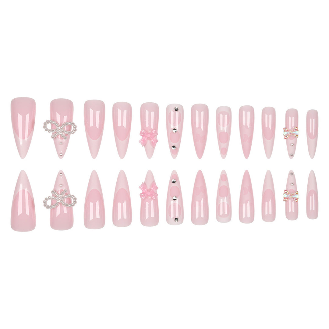 Dekorativer Stiletto Press-On Nagelkunstset Karnz