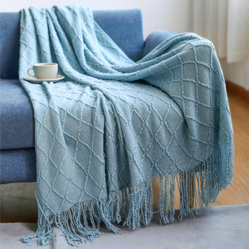 Gemütliche gestrickte Wurfdecke