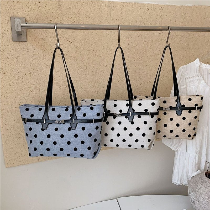Polka Dot Canvas Tasche
