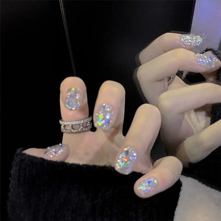 Glitzerndes Gel Aufklebe-Nagelset Karnz