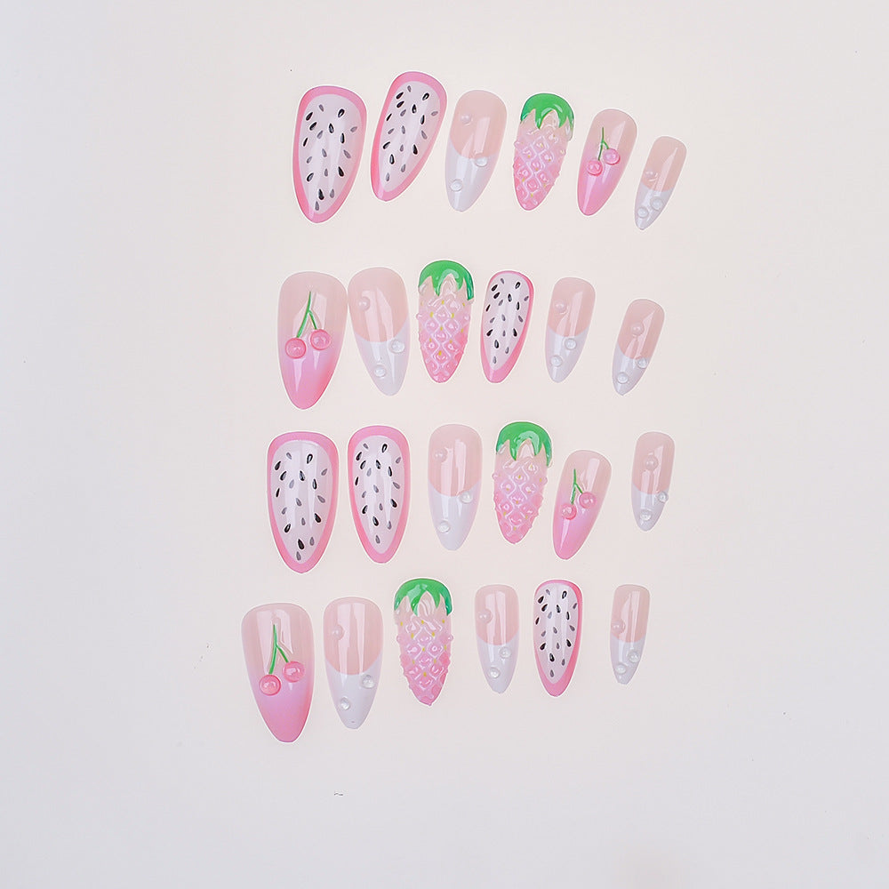 Künstlerisches fruchtinspiriertes Press-On Nagelset Karnz