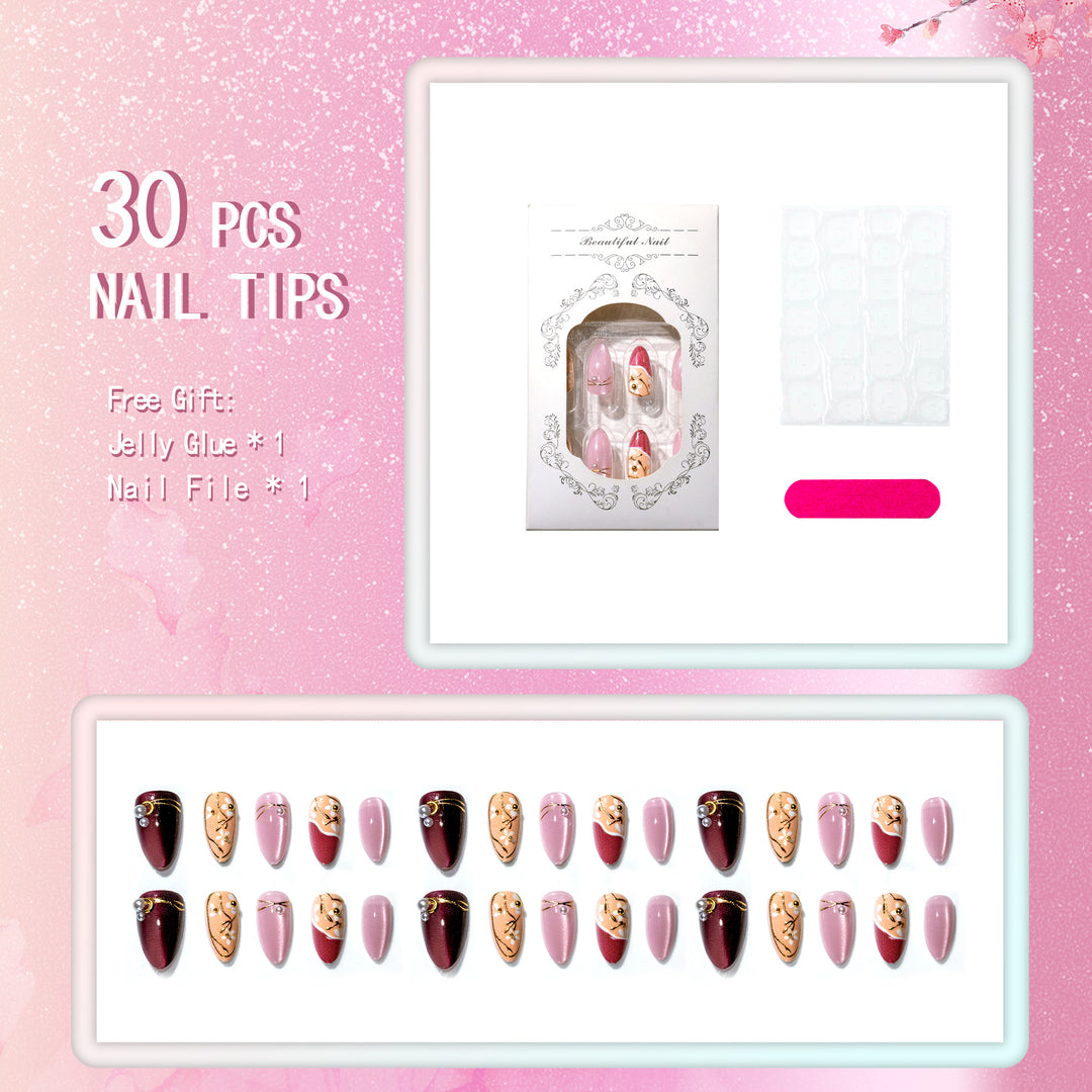 Elegantes dekoratives Press-On-Nagelkunst-Set 1790738758