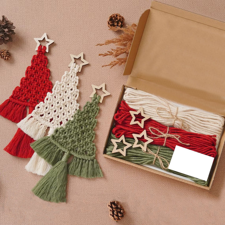 Macrame Weihnachtsbaum Ornament Set Karnz