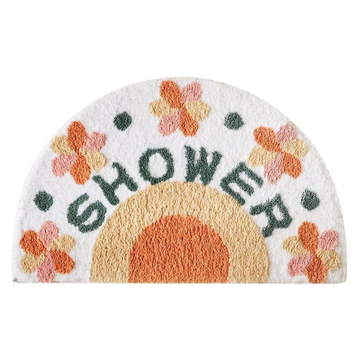 Half-Moon Tufted Floral Bath Rug Mat with Non-Slip Back