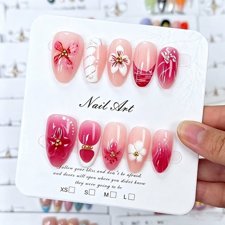 Premium Florale Press-On Nagelkunst Kollektion Karnz
