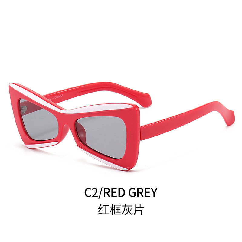 Damen Modische Cat-Eye-Sonnenbrille mit breitem Rahmen Karnz