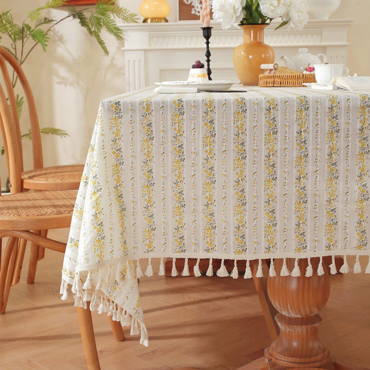 Elegante Blumen Quasten Tischdecke