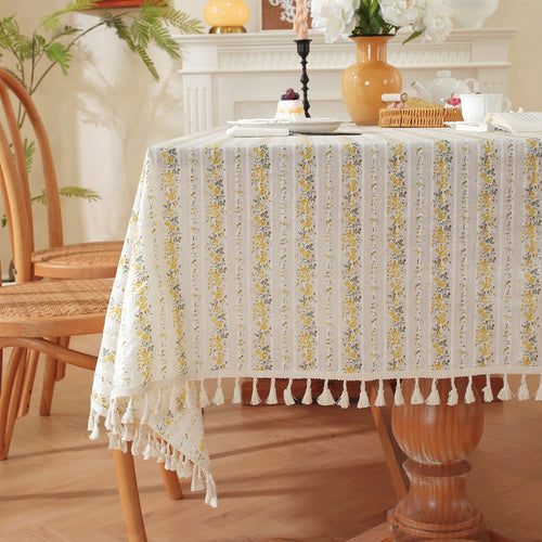 Elegante Blumen Quasten Tischdecke