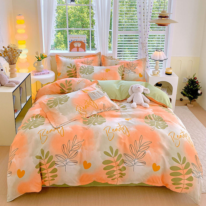 Verspieltes Blumenmuster Bettwäsche Set