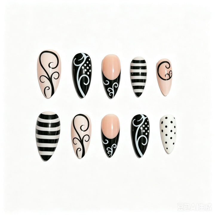 Künstlerisches Stiletto Press-On Nail Art Set Karnz