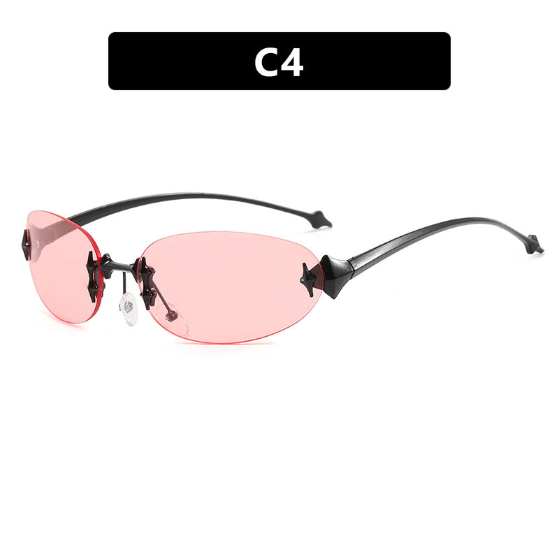 Damen modische Sonnenbrille im futuristischen Design mit verspiegeltem Rahmen Karnz