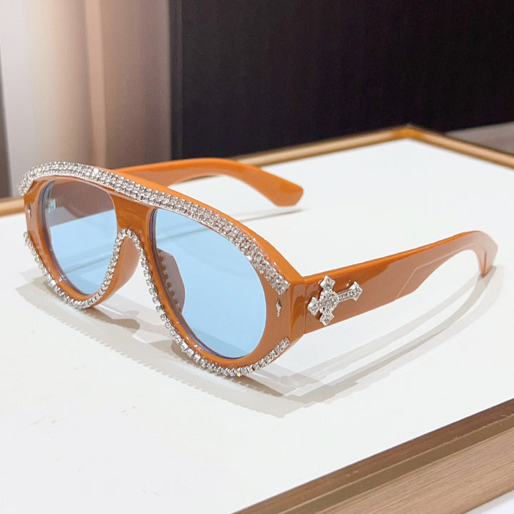 Luxuriöse Übergroße Strasssonnenbrille Karnz