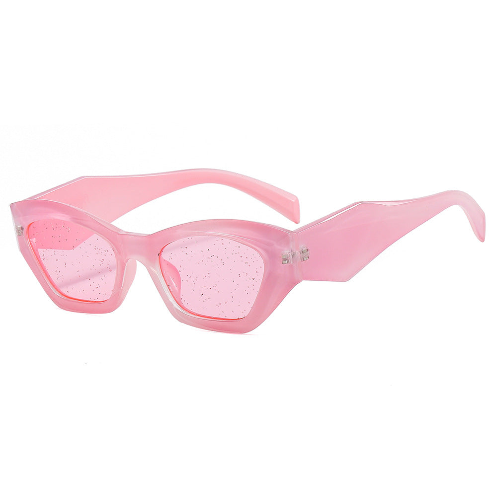 Damen geometrische Designer-Sonnenbrille mit funkelndem Rahmen Karnz