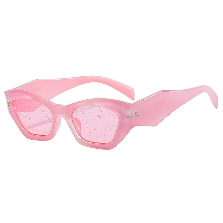 Damen geometrische Designer-Sonnenbrille mit funkelndem Rahmen Karnz