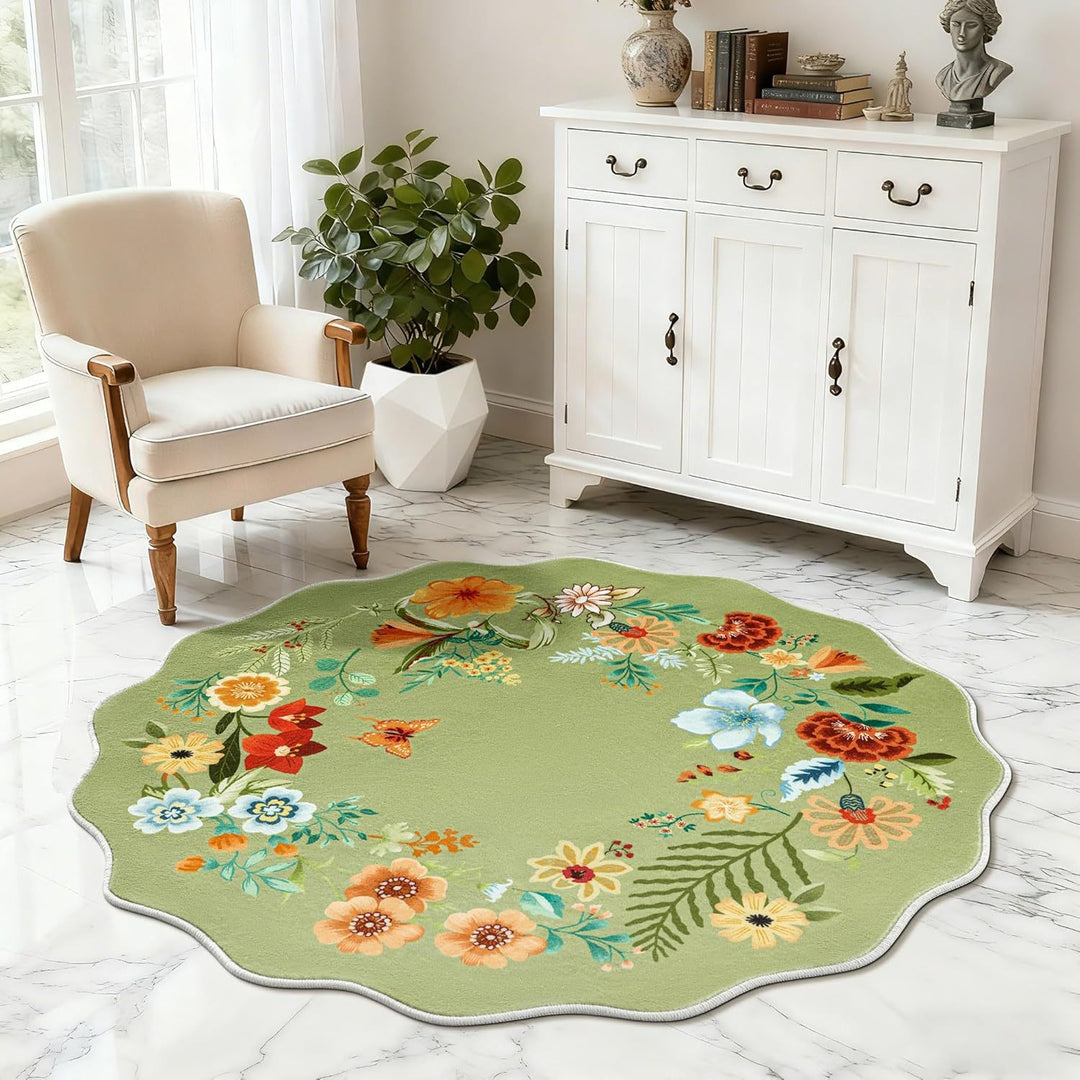 Blumenmuster runder Teppich