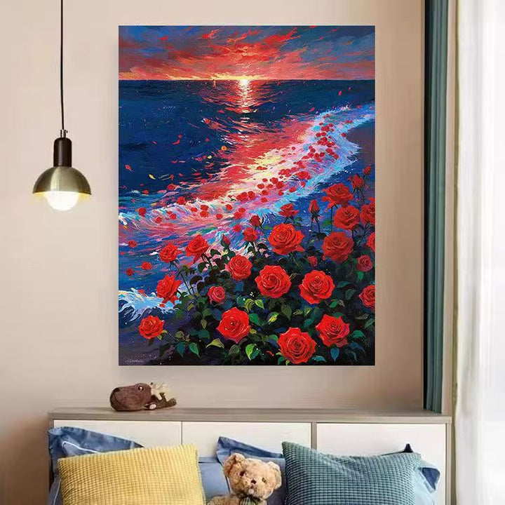 Herz- und Blumenwirbel Leinwandkunstwerk Karnz