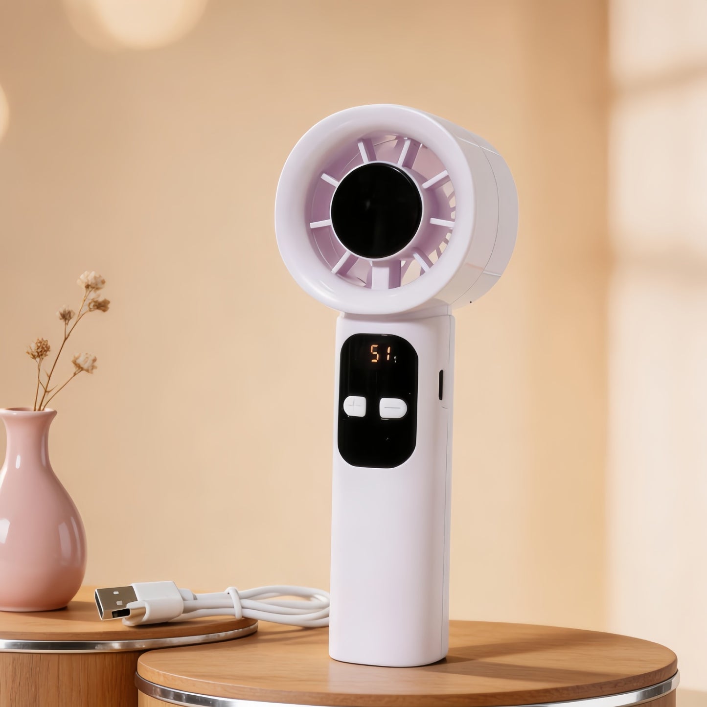 Damen Tragbarer Handventilator mit LCD-Display und USB-Anschluss Karnz