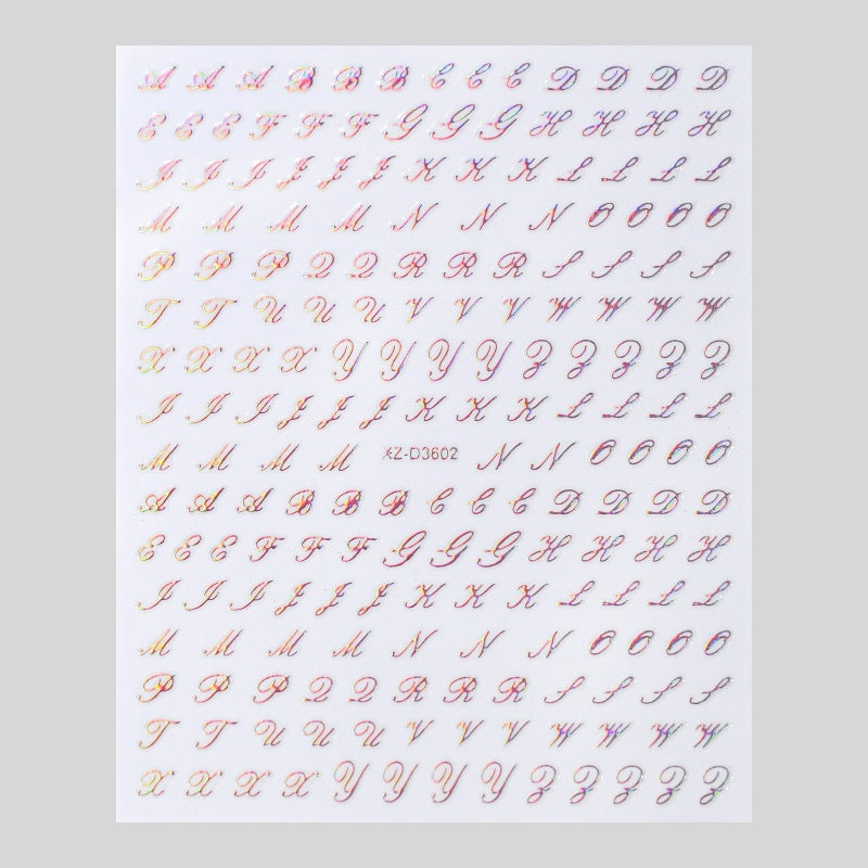 Dekorative Alphabet Nagelkunst Aufkleber