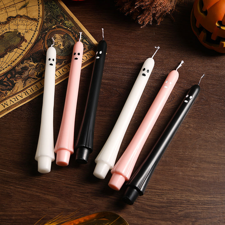 Ghost-Faced Skulpturale Taper Kerzen Set für saisonale Dekoration