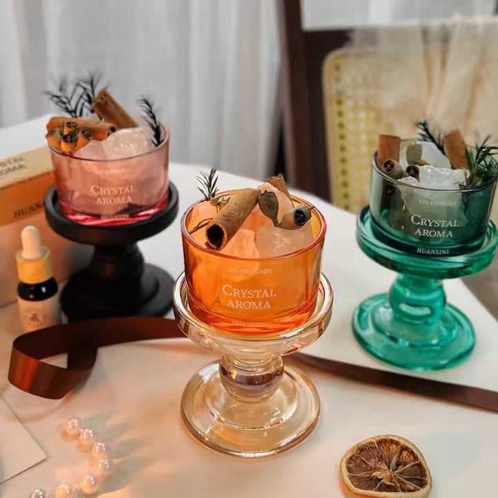 Glas Öl Diffusor Glas mit Himalaya-Salz-Kristall & botanischem Garnitur
