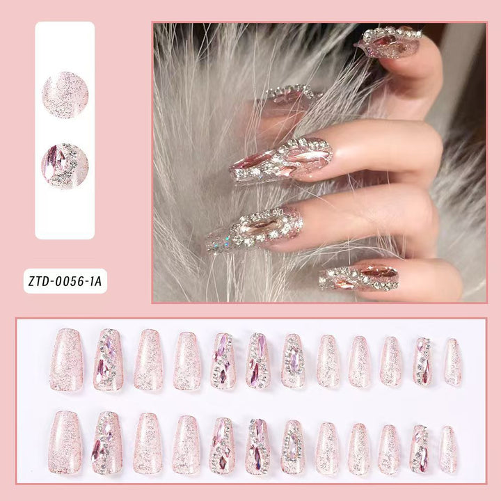 Glamouröse mit Strass verzierte Press-On-Nagelspitzen Karnz
