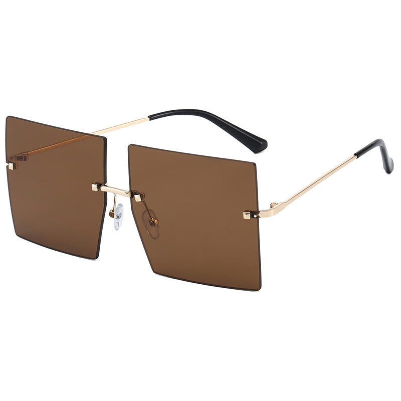 Damen moderne geometrische Sonnenbrille mit filigranem Metallrahmen Karnz