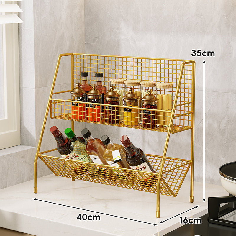 Drei-Tier-Mesh-Arbeitsplatten-Küchenorganisator-Regal für Flaschen und Gewürze