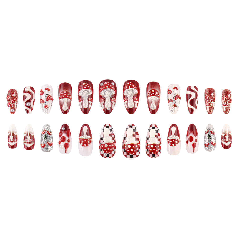 Künstlerisches Pilzdesign Press-On Nagelset Karnz