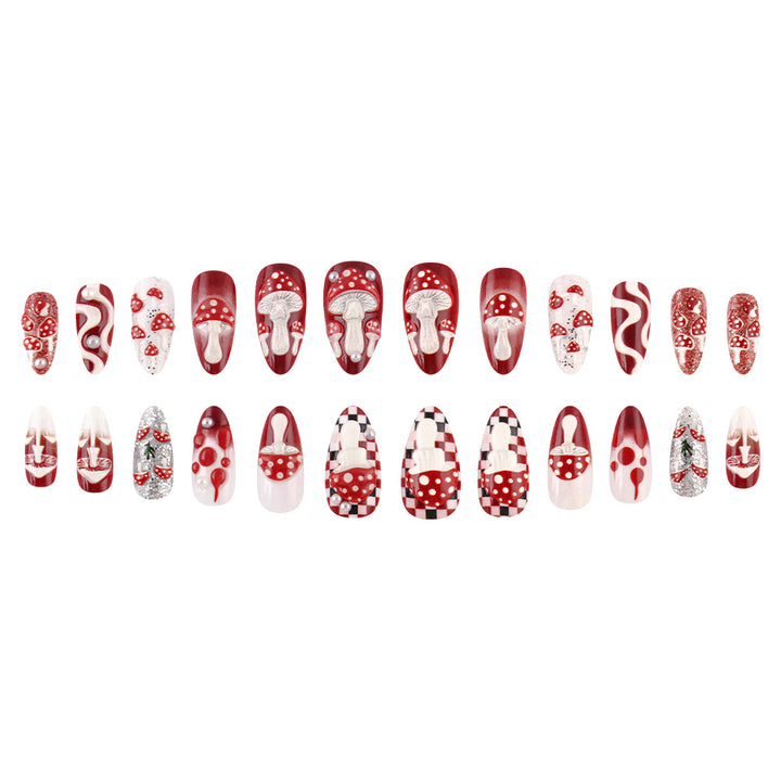Künstlerisches Pilzdesign Press-On Nagelset Karnz