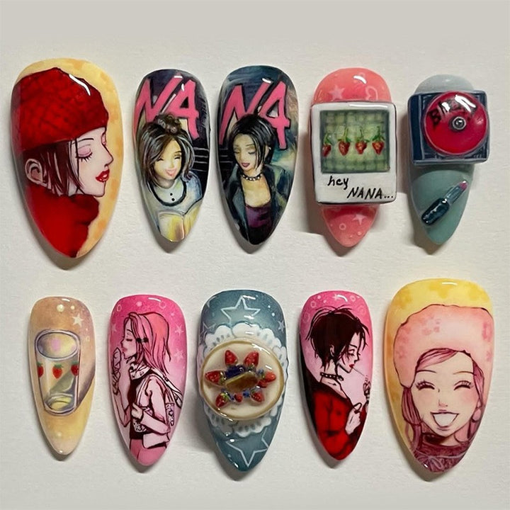 Romantisches Kuss-inspiriertes Press-On Nagelkunstset