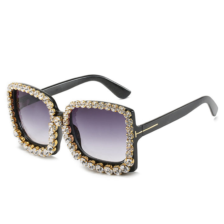 Glamouröse mit Strass besetzte Oversized-Sonnenbrille Karnz