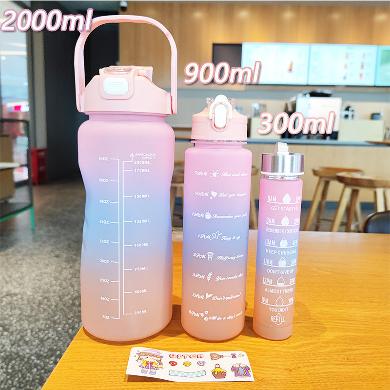 Damen ergonomische Wasserflasche mit Motivationsmarkierungen Karnz