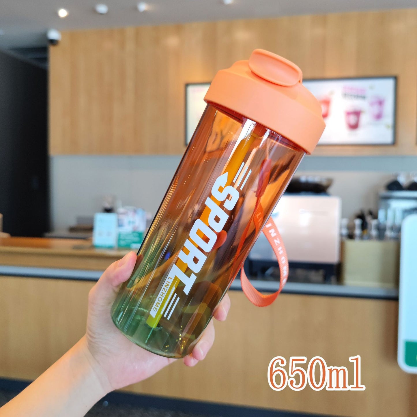 Damen Sport-Trinkflasche mit praktischer Strohhalm- und Tragefunktion Karnz