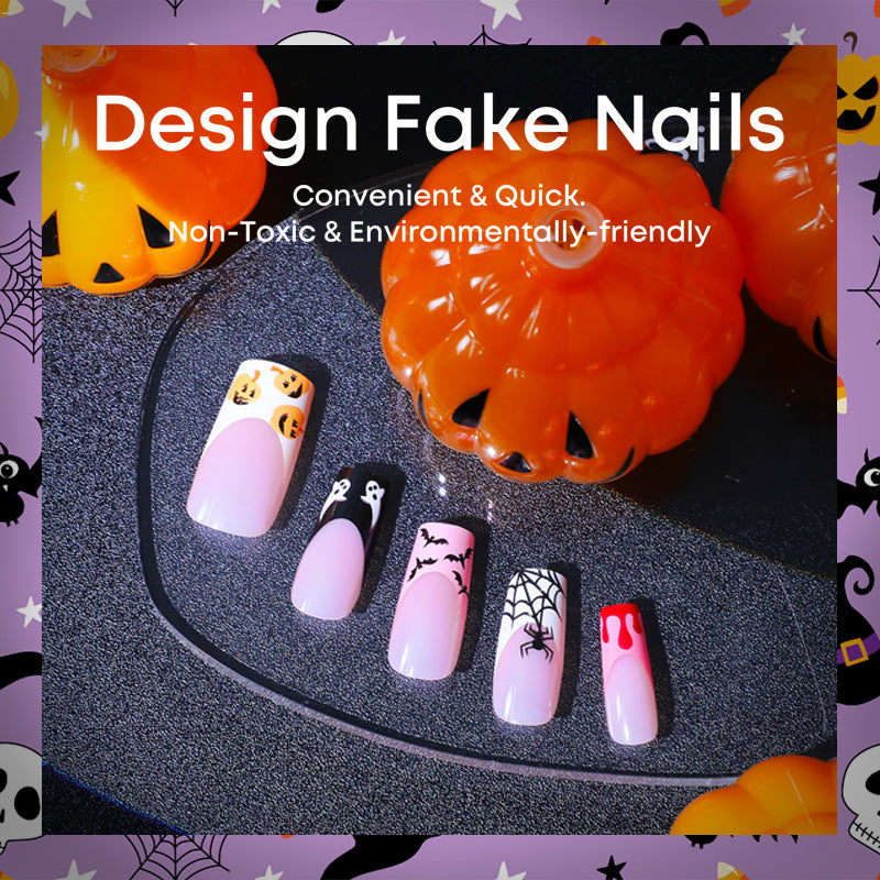 Kreatives Halloween Kunstnagelset mit gruseligen Motiven Karnz